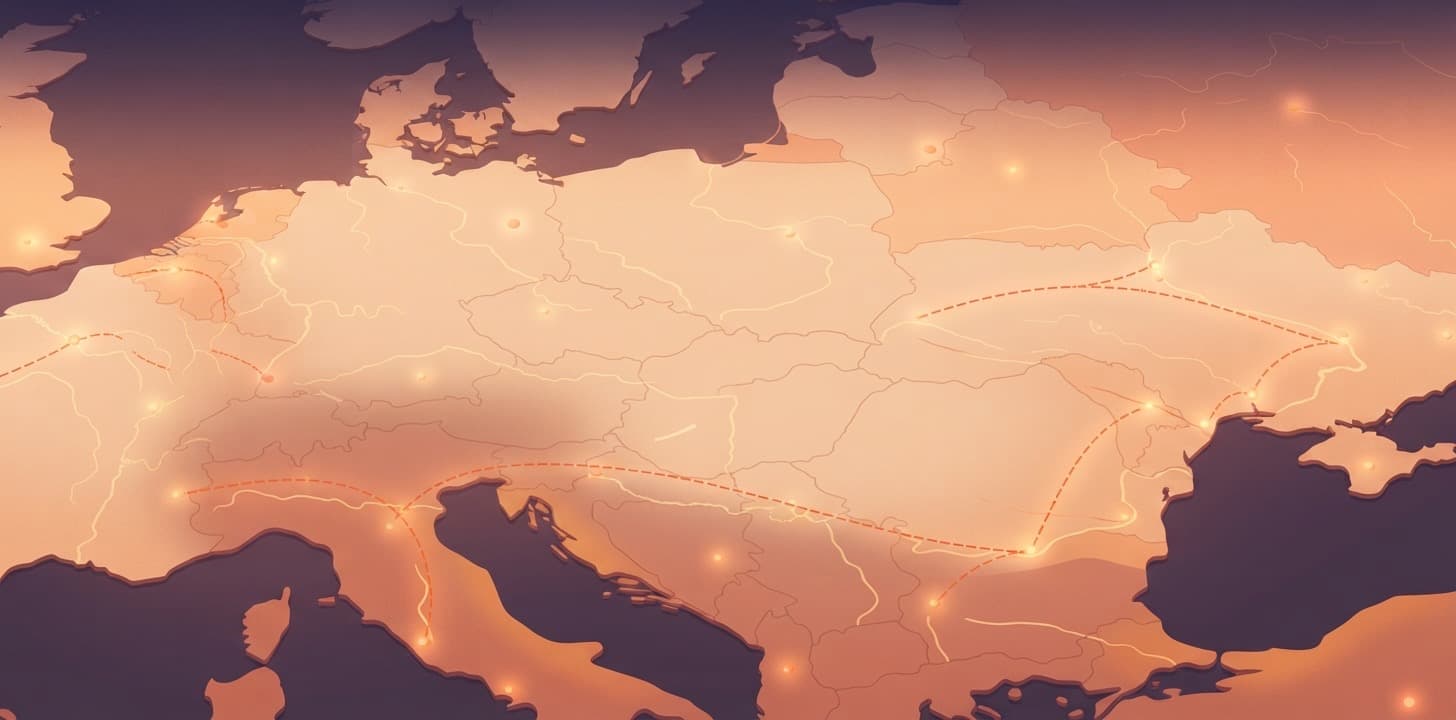 Карта Європи з маршрутами EUROVOYAGE